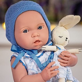 JC TOYS - Poupée La Newborn Nouveau-né 38 cm en Vinyle Doux, Collection Royale, vêtements avec Dessin Toile de jouy, tétine e