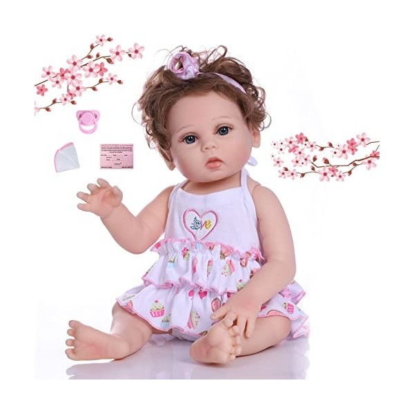 ZIYIUI Reborn Doll 19 Pouces 48 cm Réaliste Bebe Reborn Girl Fait à la Main Full Body Silicone Vinyl Reborn Baby Doll Nouveau