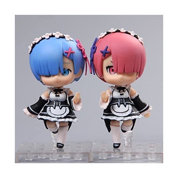 QDLONG Re: Zero REM/Ram Q Version Loli Maid Style Anime Figure Cute Girl Adult Anime Action Figure Cartoon Modèle/Statue Poup