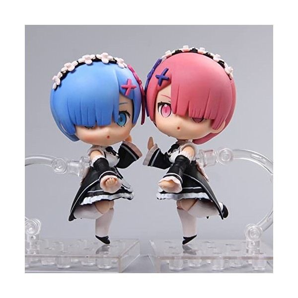 QDLONG Re: Zero REM/Ram Q Version Loli Maid Style Anime Figure Cute Girl Adult Anime Action Figure Cartoon Modèle/Statue Poup