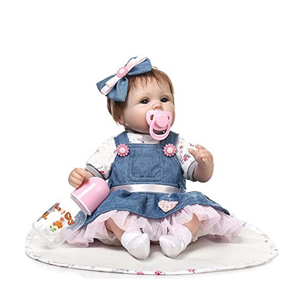 ZIYIUI Réaliste 45 cm 18 Pouces Poupée Reborn Souple Silicone Vinyle Nouveau-né Bébé Reborn Fille Fait Main Jouet Cadeau de N