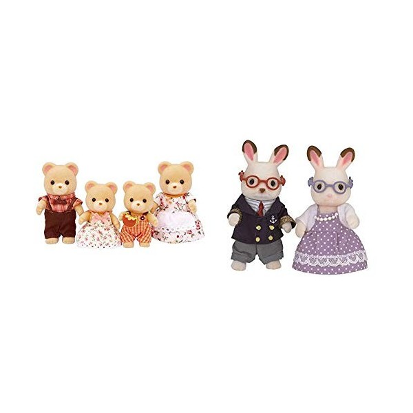 SYLVANIAN FAMILIES - 5059 - Famille Ours - Mini Poupée & Les Grands-Parents Lapin Chocolat Families Mini-poupées et Figurines