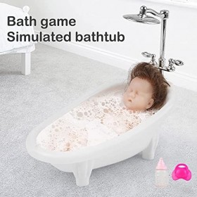 Dosodo Poupée Reborn,16cm/6.3" Mini Réaliste Poupée avec Lit de Couchage et Kit Baignoire Silicone Complet du Corps Poupée Bé