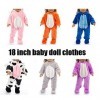 18" Vêtements de poupée Pyjamas de poupée Vêtements de Nuit Combinaison de Nuit Mignonne pour poupées de 18" pour Enfants,B