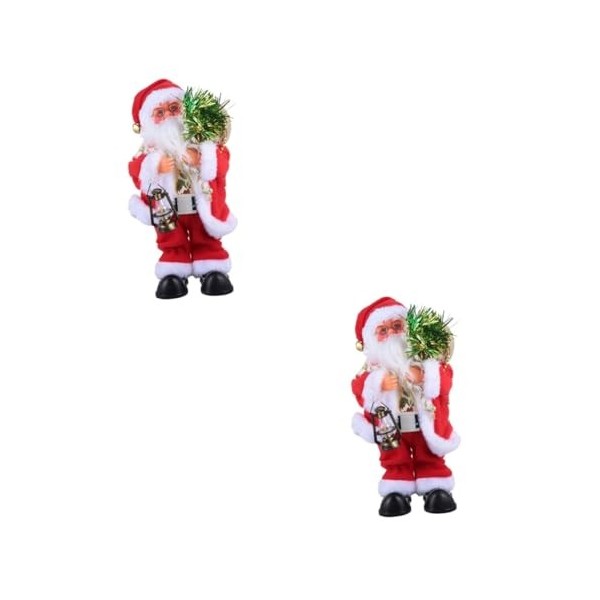 Totority 2 Pièces Père Noël Chantant Danse Jouet Électrique Ornement pour Enfants Noël Musical Animal en Peluche Figurine De 