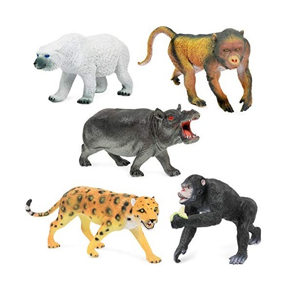 Click N Play Lot de 5 figurines danimaux géants, assortiment de 5 pièces, au design réaliste, zoo sauvage, safari, jungle e