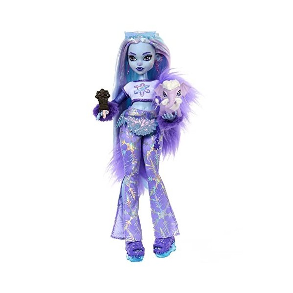 Monster High Poupée Articulée Abbey Bominable Fille Du Yeti Avec Mammouth Laineux Tundra, Accessoires Effrayants Inclus, À Co