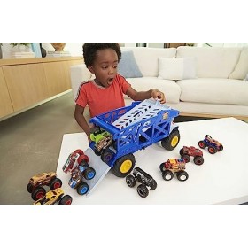 Hot Wheels Monster Trucks Camion Rhino, Transporteur Pour 12 Monster Trucks Ou 32 Voitures À L’échelle 1/64, Avec Rampe De La