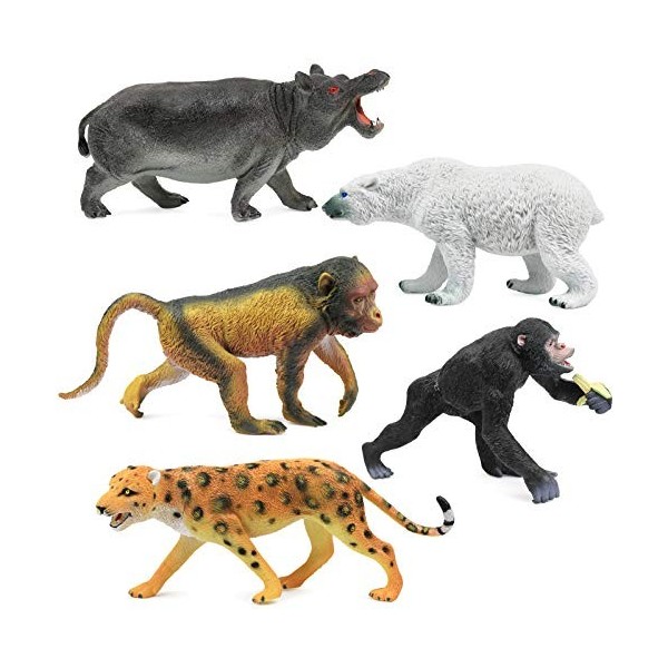 Click N Play Lot de 5 figurines danimaux géants, assortiment de 5 pièces, au design réaliste, zoo sauvage, safari, jungle e