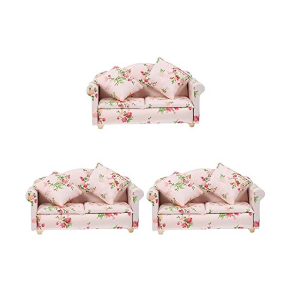 Toyvian 3 Pièces Canapé De Maison De Poupée Déco Petit Meuble Canapé Miniature 1 Accessoires à 12 Échelles Chaise Modèle De M