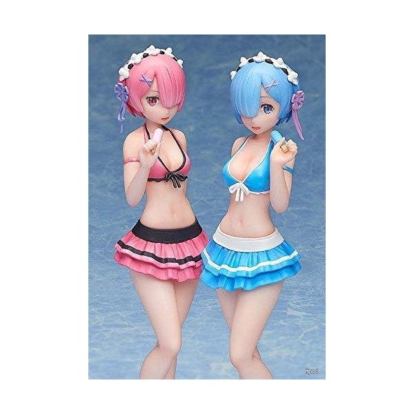 Re: La vie dans un monde différent de zéro: Rem & Ram 15CM Figure Statue, Anime jolie robe maillot de bain Blue Girl Up, mang