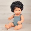 Miniland Poupée caucasienne Brune aux Cheveux bouclés, 38 cm, Artisanal, avec arôme, poupées inclusives, diversité, édition c
