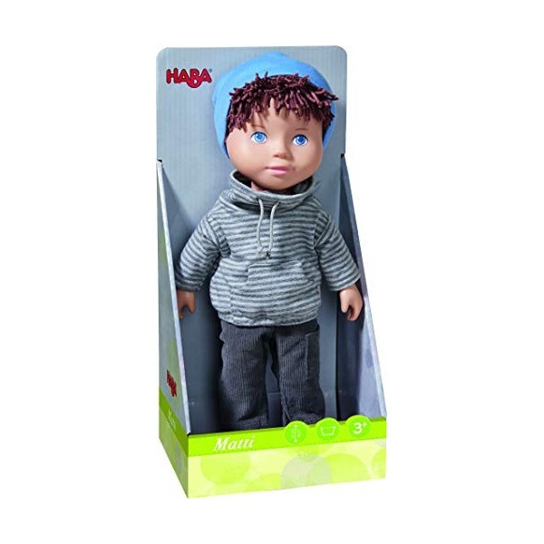 HABA 305584 Matti HABA Doll with Soft Body, Limbs and Head Made of Vinyl, 32 cm, Toy from 3 Years