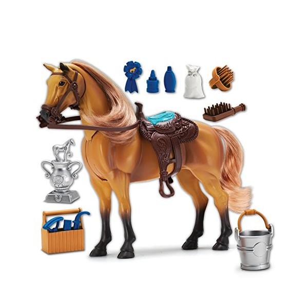 Sunny Days Entertainment | Quart de Cheval avec tête Mobile, Son réaliste et 14 Accessoires de toilettage | Blue Ribbon Champ