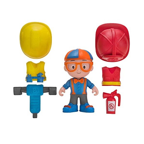 Blippi- Job Explorer Figure de 12,7 cm avec 6 accès, BLP0136, Multicolore