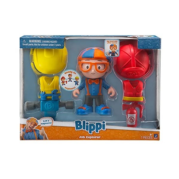 Blippi- Job Explorer Figure de 12,7 cm avec 6 accès, BLP0136, Multicolore