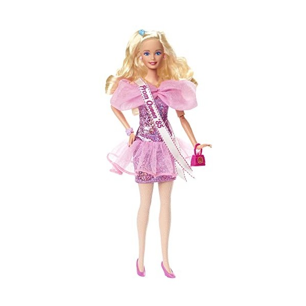 Barbie Rétro Poupée Mannequin Bal de Promo, années 80, cheveux blonds ondulés, reine du bal, à collectionner, Jouet Enfant, D