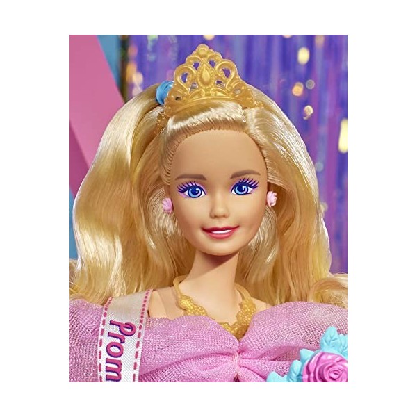 Barbie Rétro Poupée Mannequin Bal de Promo, années 80, cheveux blonds ondulés, reine du bal, à collectionner, Jouet Enfant, D