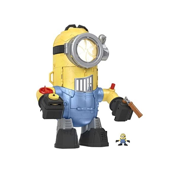 Fisher-Price Imaginext Minions coffret Robot-Minion 2-en-1 avec lance-projectile banane et une micro-figurine Stuart incluse,