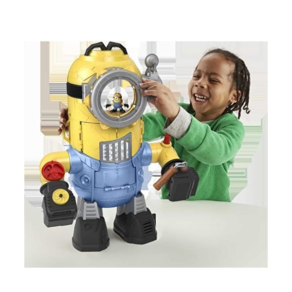 Fisher-Price Imaginext Minions coffret Robot-Minion 2-en-1 avec lance-projectile banane et une micro-figurine Stuart incluse,