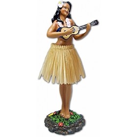 Poupée de hula dashboard miniature Hawaii - fille grande avec ukulélé