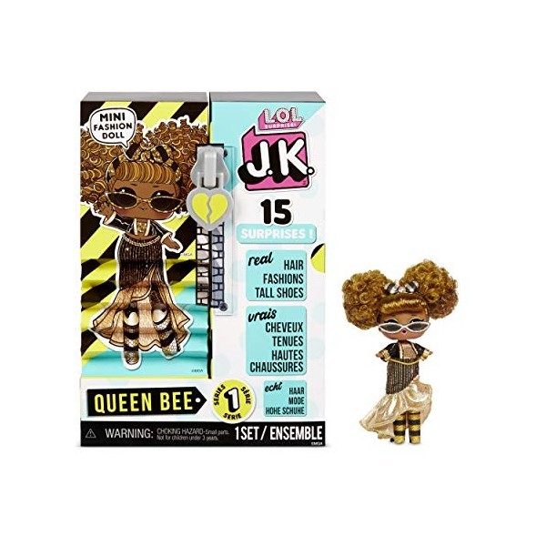 LOL Surprise Mini Poupées Mannequin JK - 15 Surprises, Vêtements et Accessoires - À Collectionner - Queen Bee+ LOL Surprise P