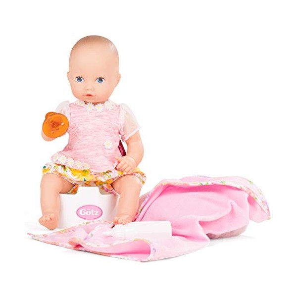 Gotz 1753033 Poupée Aquini Girl Daisy Do - 33 cm - Poupée bébé sans Cheveux et Yeux Bleus Peints - Convient aux Enfants de Pl