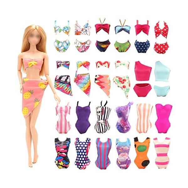 5 Sets Swimwear Swimsuit Beach Bikini Bathing Clothes for Barbie Doll with Shoes Xmas Gift by Barwa