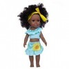 35cm / 14" Poupées Africaines Noires Poupées Réalistes Baby Play Doll avec Silicone Doux Complet du Corps pour Enfants Parfai