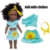 35cm / 14" Poupées Africaines Noires Poupées Réalistes Baby Play Doll avec Silicone Doux Complet du Corps pour Enfants Parfai