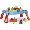 Mega Bloks la Table dApprentissage Bleue avec Blocs de Construction et 2 Vehicules, 30 pieces, Jouet pour Bebe et Enfant de 