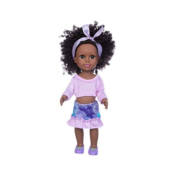 Poupées Noires Mode Fille Africaine Poupées Réaliste Baby Play Doll 13.5" pour Enfants Parfait pour Anniversaire pour Enfants