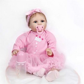 MAIHAO Poupée Reborn bébé Fille Nouveau-né en Silicone Yeux Ouvert Toddlers Poupon Bebe Reborn Garcon Pas Cher Baby Dolls 55 