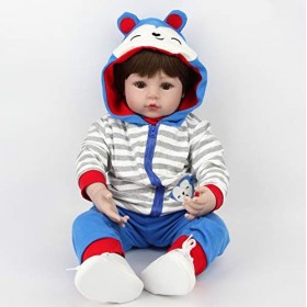 antboat 19 Pouces 48cm Poupée Bébé Reborn Garçon Silicone Souple Vinyle Vrai Vie Fait Main Nouveau-né Jouet Cadeaux de Noël R