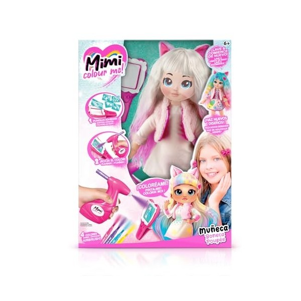 Canal Toys - Mimi Color Me Poupée Personnalisable, Comprend Un aérographe à Craie, des marqueurs et des pochoirs - MIM001