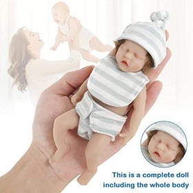 ErZhuiZi Poupée Reborn Silicone Fille Mini 15 CM Réaliste Poupée Reborn Plein Corps Silicone Cadeau danniversaire Jouets