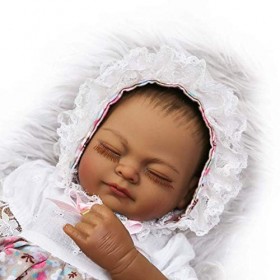 26CM 10In Bebe Doll Reborn Sweet Girl/Boy Doll avec Corps de Peau foncée Silicone Souple réaliste bébé poupée Jouet de Bain, 