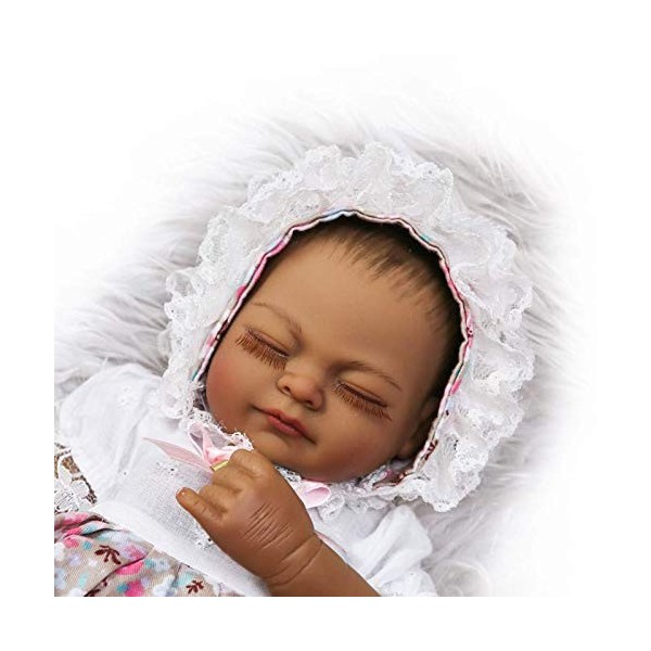 26CM 10In Bebe Doll Reborn Sweet Girl/Boy Doll avec Corps de Peau foncée Silicone Souple réaliste bébé poupée Jouet de Bain, 