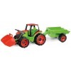 LENA® 02136 GIGA Trucks Tracteur avec Chargement Frontal et remorque, Jouet de Tracteur 5 pièces, Tracteur avec Pelle, Toit C