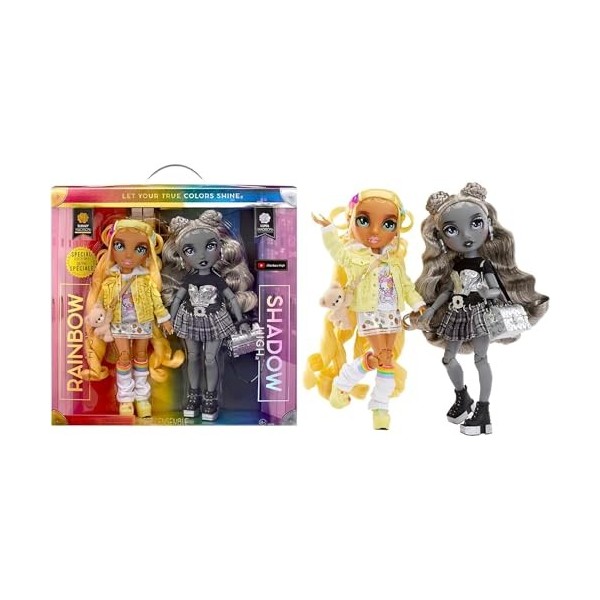 Rainbow High Shadow High Special Edition Madison Twins Pack de 2 - Sunny & Luna - Poupées avec Tenues de Créateur Jaune et Gr