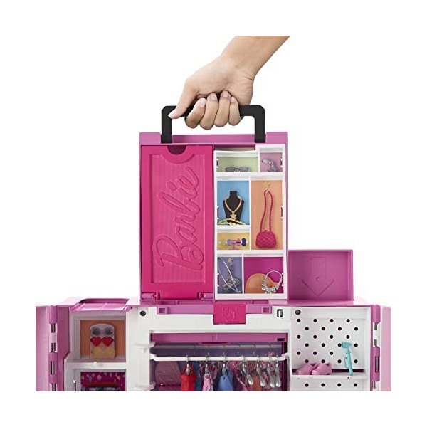 Barbie Coffret Dressing Deluxe de Barbie 60cm avec poupée Barbie blonde, 15 Espaces de rangement, Plus de 30 tenues et acce