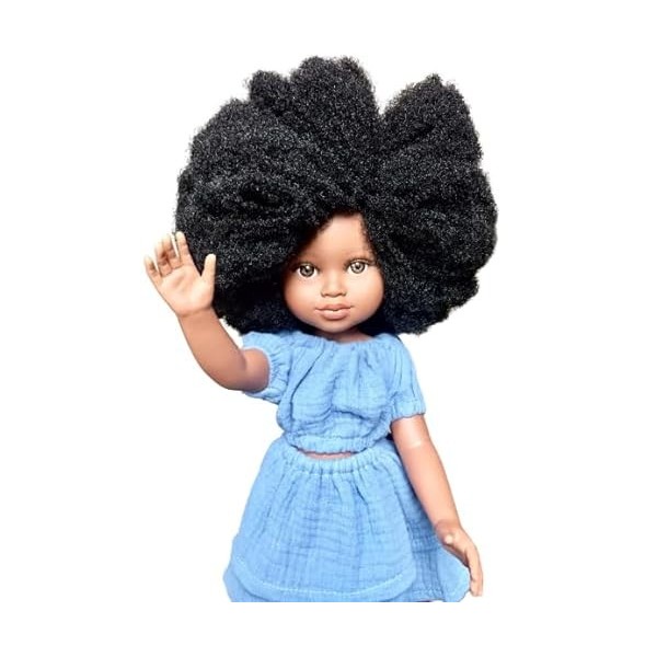 MARULADOLLS - AWA, poupée Noire - Poupée Noire Afro de 45CM à Offrir en Cadeau de Noël ou Anniversaire - Poupon Noir, poupée 