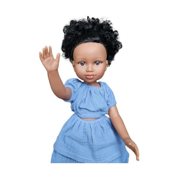 MARULADOLLS - AWA, poupée Noire - Poupée Noire Afro de 45CM à Offrir en Cadeau de Noël ou Anniversaire - Poupon Noir, poupée 