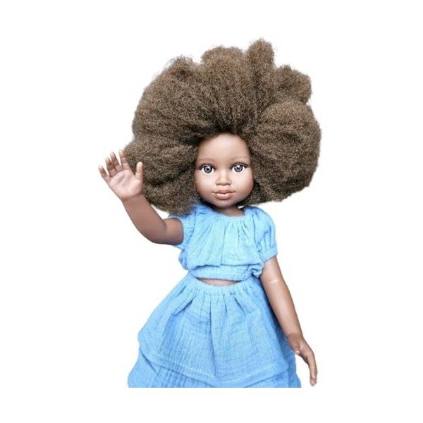 MARULADOLLS - AWA, poupée Noire - Poupée Noire Afro de 45CM à Offrir en Cadeau de Noël ou Anniversaire - Poupon Noir, poupée 