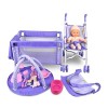 Anivia Poussette pour poupée bébé – Ensemble daccessoires pour poupée bébé Comprenant Poussette/Berceau de poupée/Tapis de J