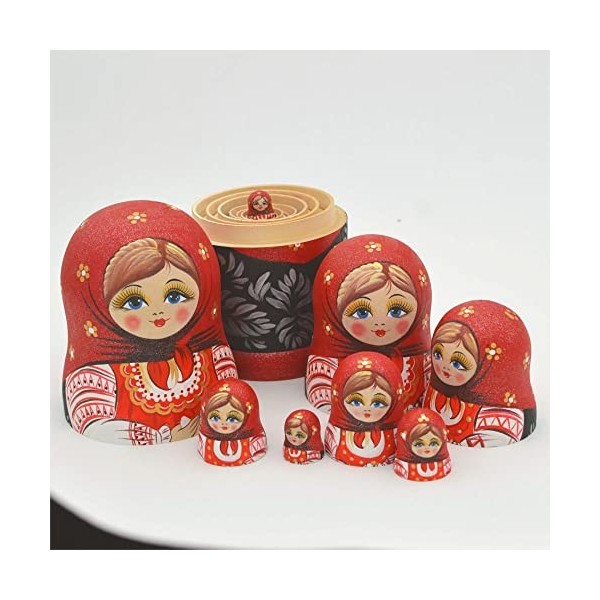 YAKELUS Marque de poupées gigognes 7 pièces Série de Poupées Russes Matriochkas Poupee Russes 7 Pieces en Bois Peints Fabrica