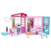 Barbie Mobilier Coffret Maison de Plain-Pied à Emporter avec Piscine, Accessoires et une Poupee Incluse, Emballage Ferme, Jou