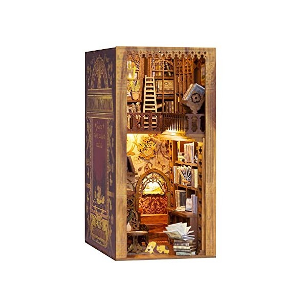 Cutefun DIY Book Nook Kit Insert détagère à Livres DIY Puzzle 3D en Bois Serre Livre - Décoration de Maison de poupée - avec