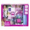 Coffret pour Barbie Cabinet médical avec médecin + 22 Accessoires - 1 poupée - Set poupée Mannequin Docteur + 1 Carte - métie