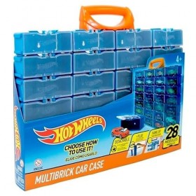 Hot Wheels Multibrick Mallette de collecte I Espace pour jusquà 28 Voitures I Compatible avec les pistes I Jouer et Construi